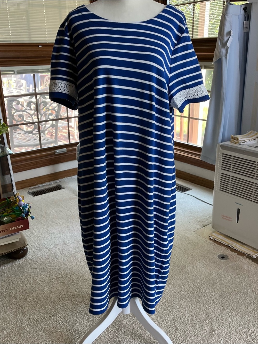 Talbots Blue and White Striped Women's Cotton Dress SIZE XL